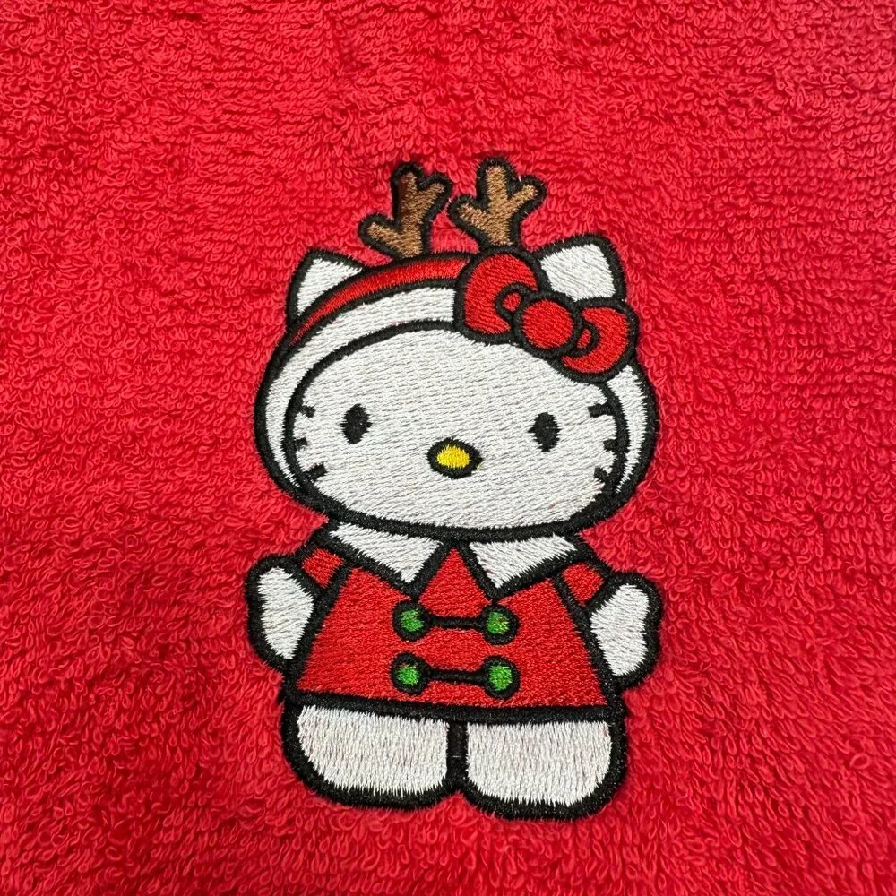 Hello Kitty Christmas Towels Embroidered Hand Towel Set Cute Holiday Bathroom